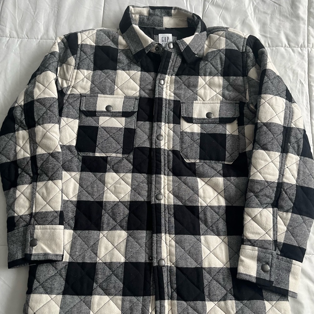 Gap Black and White Plaid Quilted Jacket